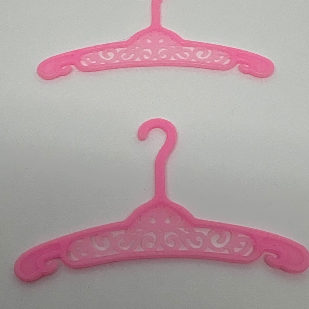 Vintage Barbie Pink‎ Doll Clothes Hangers Lot of 2 Miniature Toy Hangers - Picture 6 of 6